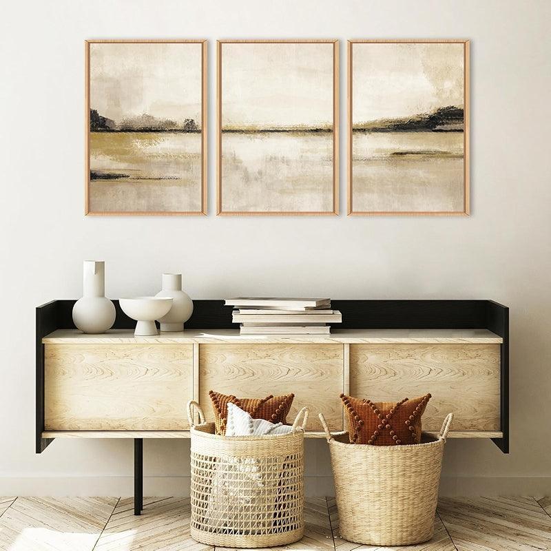5 Pieces Textured Landscape Abstract Wall Art-Original Frame