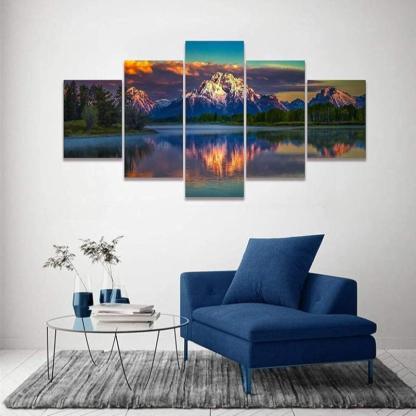 Mountain Grand Teton Canvas Paintings Posters-Original Frame