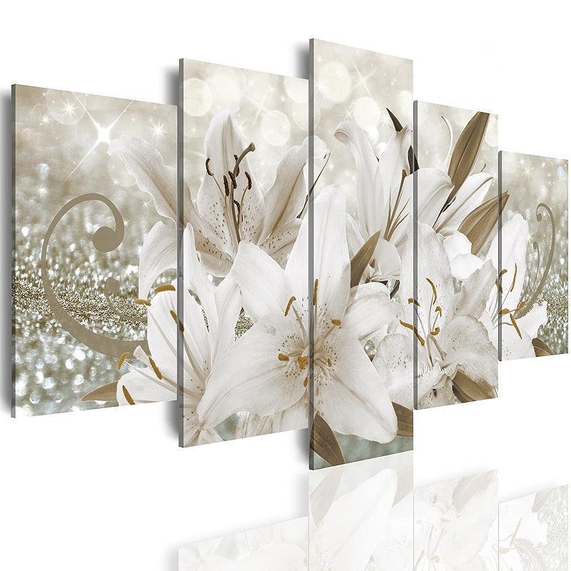 Orchid Flowers Canvas Print Abstract Floral Artwork-Original Frame