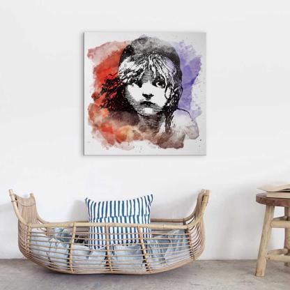 Watercolor Girl 1 Piece HD Multi Panel Canvas Wall Art Frame-Original Frame