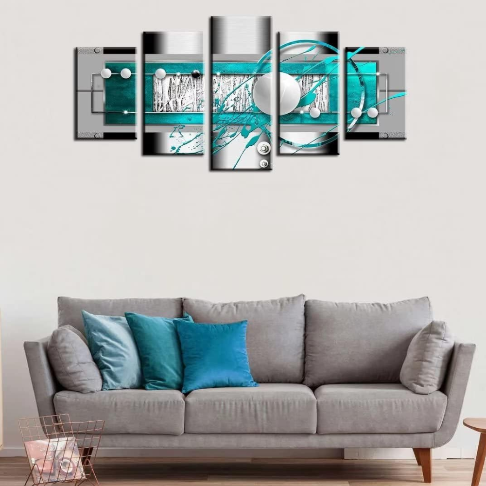 Modern Abstract Circle Line Canvas Wall Art Set 5 Pieces