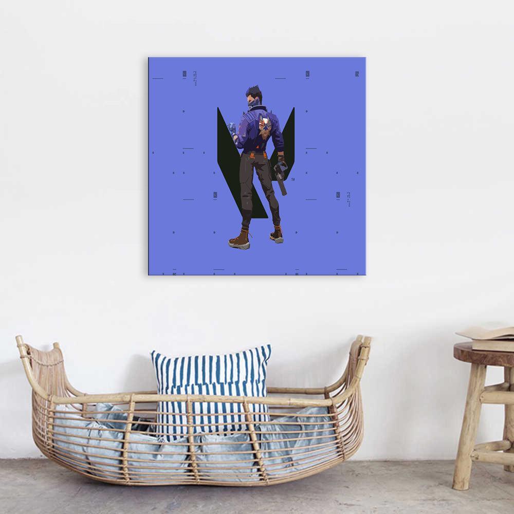 Blue Fortnite Cartoon 1 Piece HD Multi Panel Canvas Wall Art Frame-Original Frame