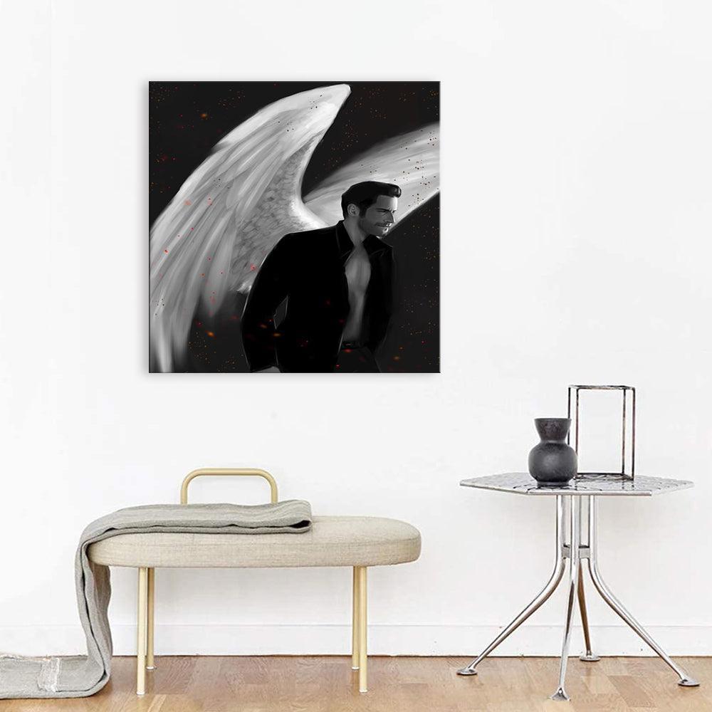 Black & White Lucifer´s 1 Piece HD Multi Panel Canvas Wall Art Frame-Original Frame