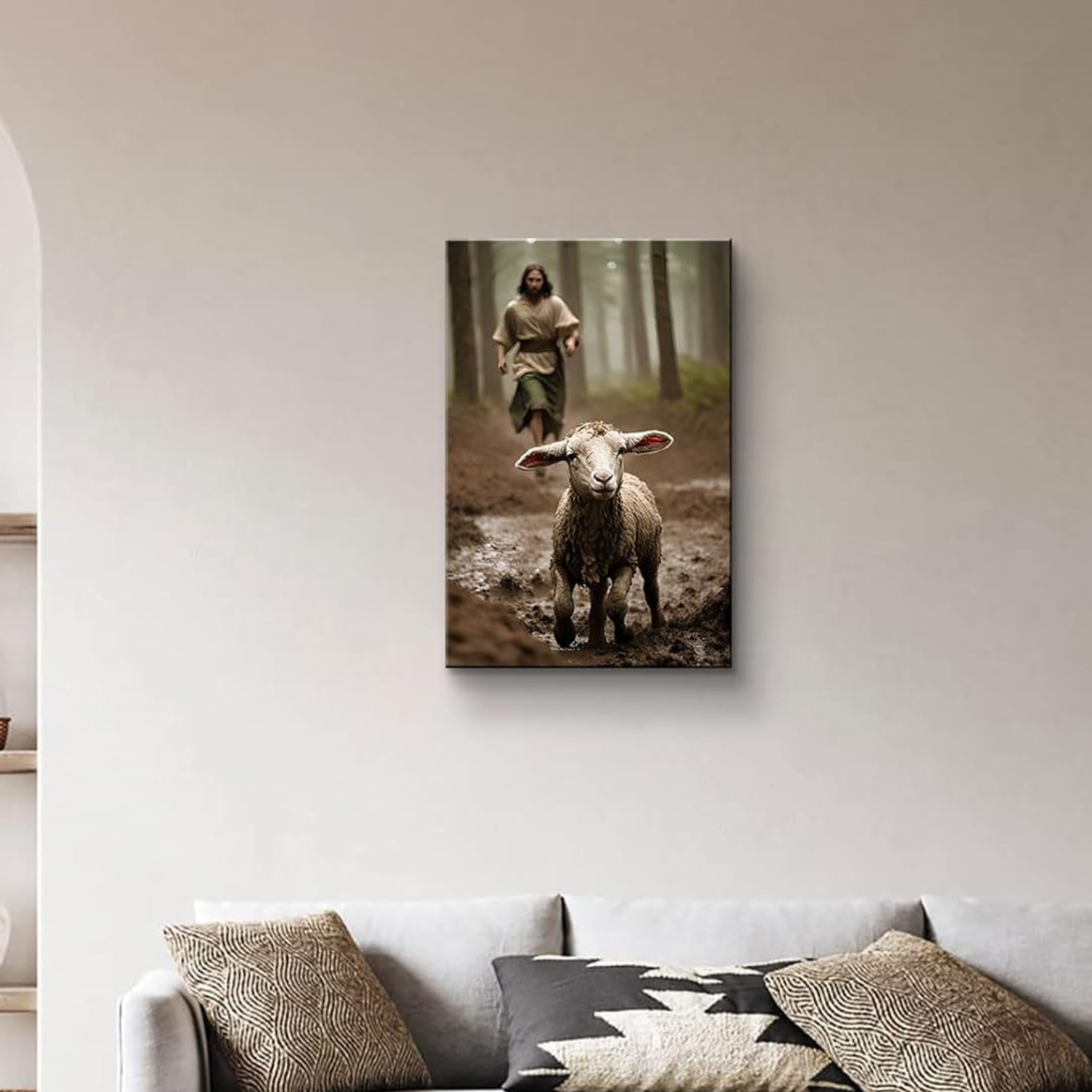 Jesus And The Lamb Canvas Wall Art