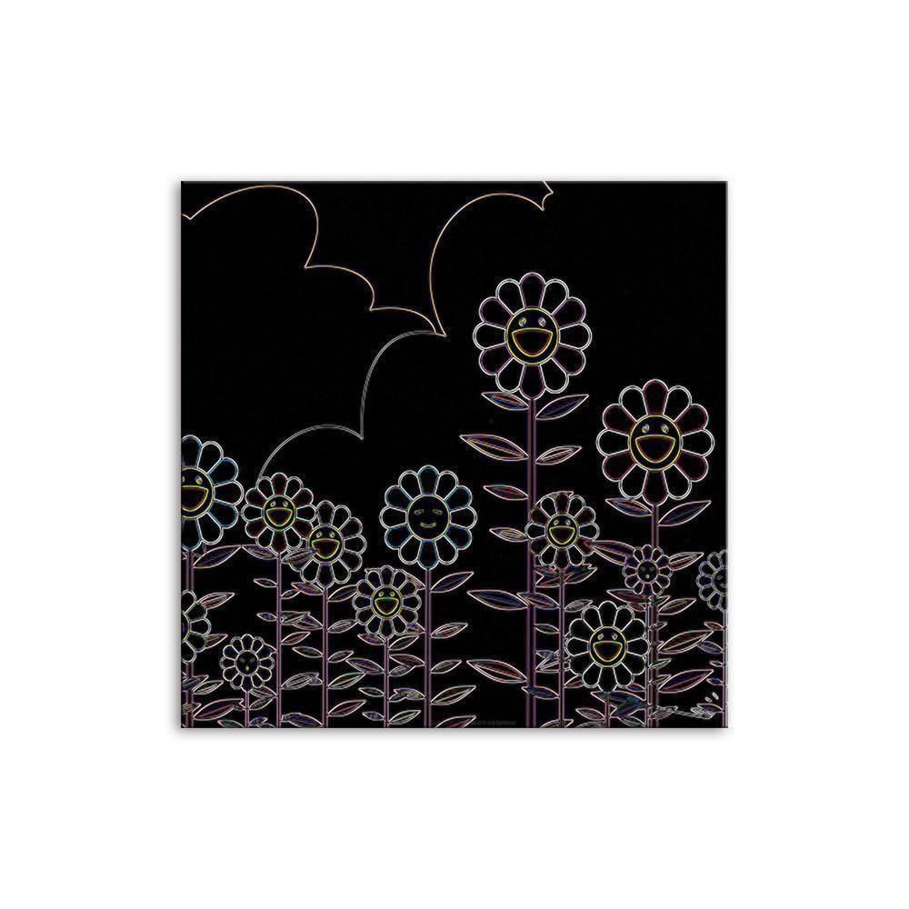 Neon Flowers 1 Piece HD Multi Panel Canvas Wall Art Frame-Original Frame