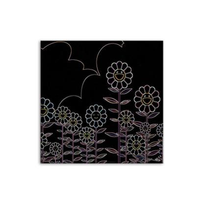 Neon Flowers 1 Piece HD Multi Panel Canvas Wall Art Frame-Original Frame