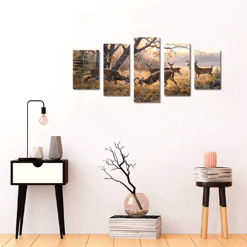 Animal Deer Pictures Vintage Wall Art Canvas Print-Original Frame