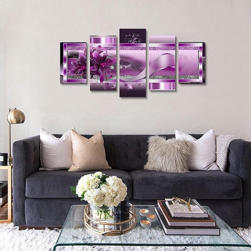 Orchid Flowers Canvas Print Abstract Floral Artwork-Original Frame