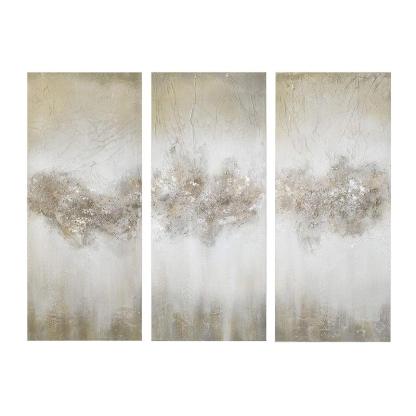 3 Pieces Textured Abstract Canvas Wall Art-Original Frame