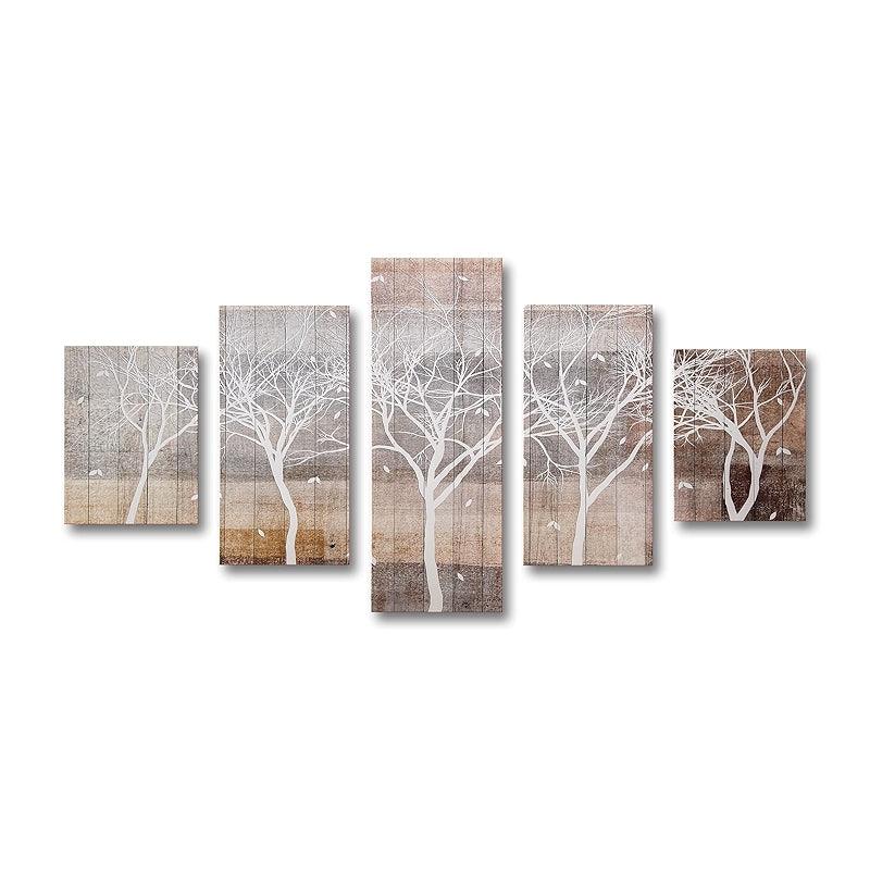 Minimalist Tree Silhouette Canvas Wall Art Set-Original Frame