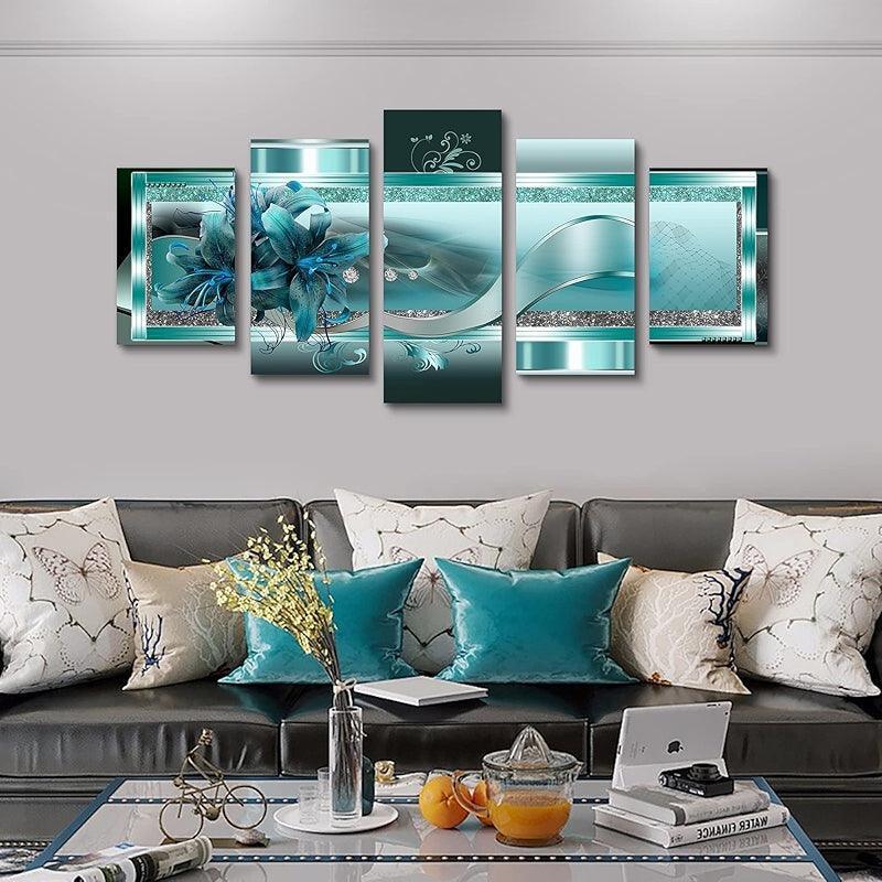 Orchid Flowers Canvas Print Abstract Floral Artwork-Original Frame