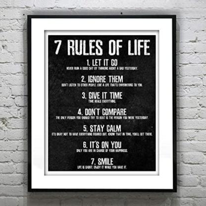 7 Rules Of Life Motivational Wall Decor Poster-Original Frame