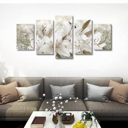 Orchid Flowers Canvas Print Abstract Floral Artwork-Original Frame