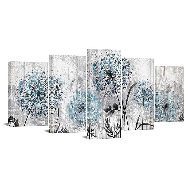 Dandelion Rustic Floral Canvas Wall Art Set-Original Frame