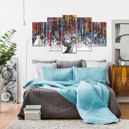 Abstract Large Tree Painting Canvas Art Set-Original Frame