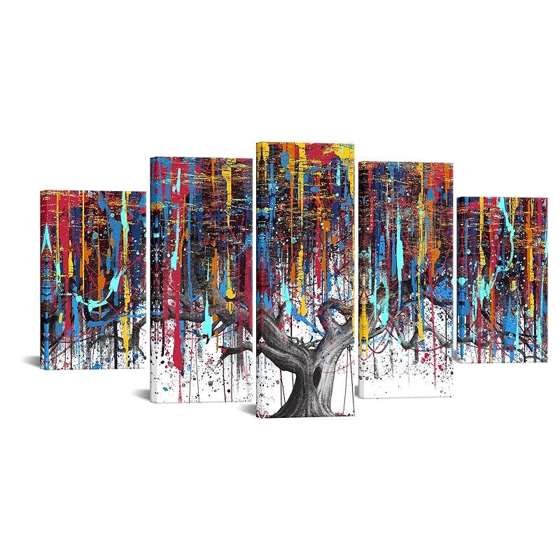 Abstract Large Tree Painting Canvas Art Set-Original Frame