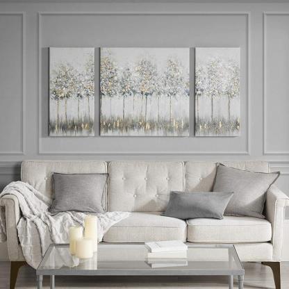Triptych Scenery Watercolor Canvas Wall Art-Original Frame