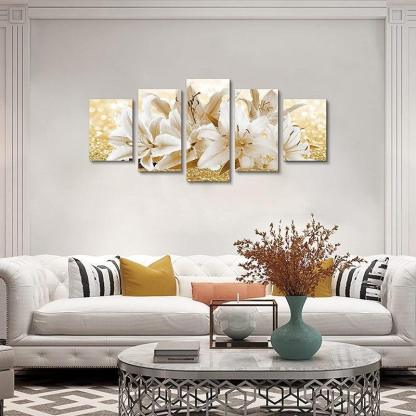 Orchid Flowers Canvas Print Abstract Floral Artwork-Original Frame