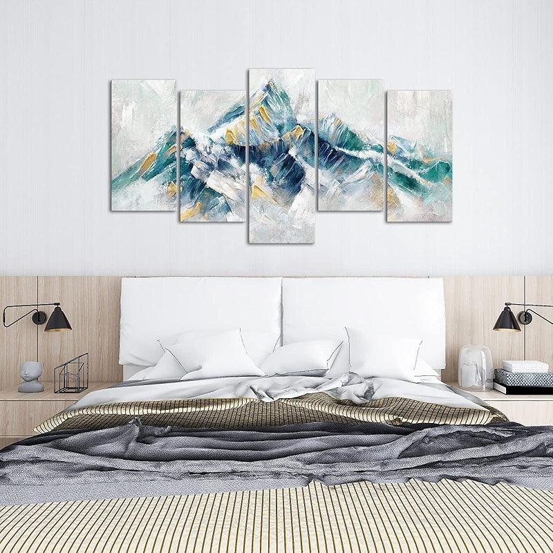 5 Piece Abstract Mountain Canvas Wall Art-Original Frame