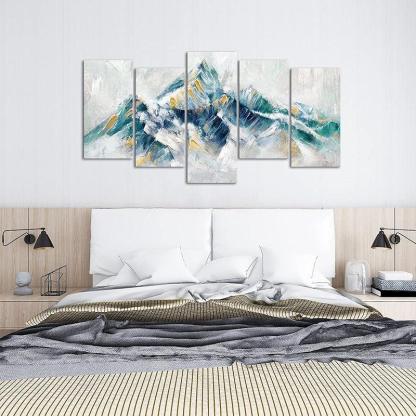 5 Piece Abstract Mountain Canvas Wall Art-Original Frame