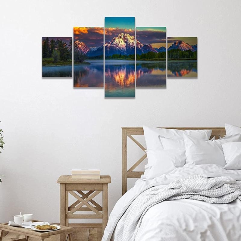 Mountain Grand Teton Canvas Paintings Posters-Original Frame