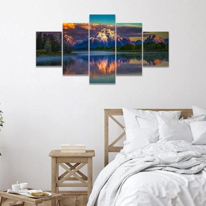 Mountain Grand Teton Canvas Paintings Posters-Original Frame