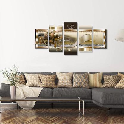 Orchid Flowers Canvas Print Abstract Floral Artwork-Original Frame