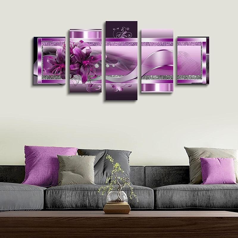 Orchid Flowers Canvas Print Abstract Floral Artwork-Original Frame
