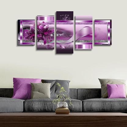 Orchid Flowers Canvas Print Abstract Floral Artwork-Original Frame