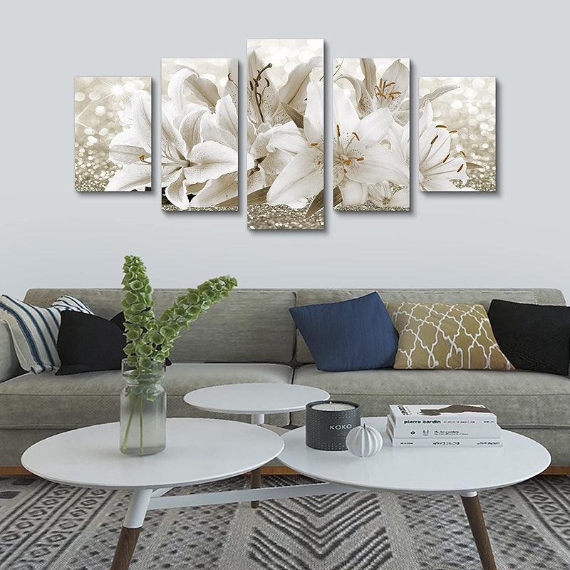Orchid Flowers Canvas Print Abstract Floral Artwork-Original Frame