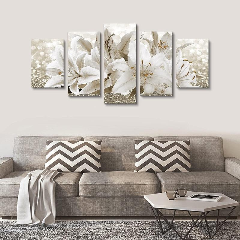 Orchid Flowers Canvas Print Abstract Floral Artwork-Original Frame