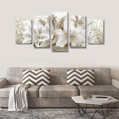 Orchid Flowers Canvas Print Abstract Floral Artwork-Original Frame