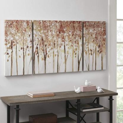 Triptych Scenery Watercolor Canvas Wall Art-Original Frame