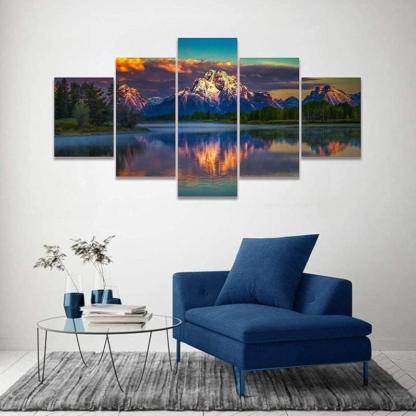 Mountain Grand Teton Canvas Paintings Posters-Original Frame