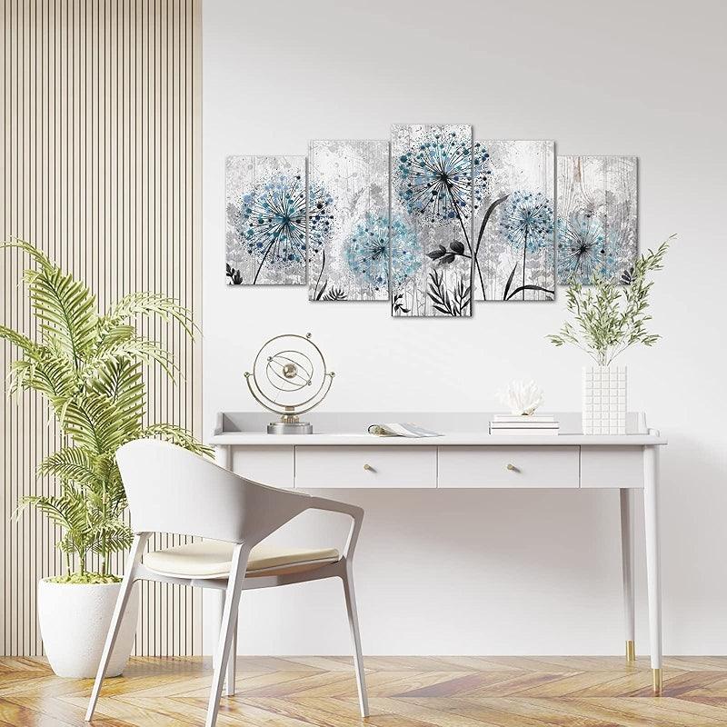 Dandelion Rustic Floral Canvas Wall Art Set-Original Frame
