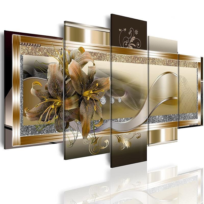 Orchid Flowers Canvas Print Abstract Floral Artwork-Original Frame