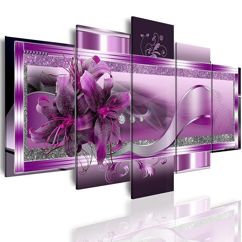 Orchid Flowers Canvas Print Abstract Floral Artwork-Original Frame