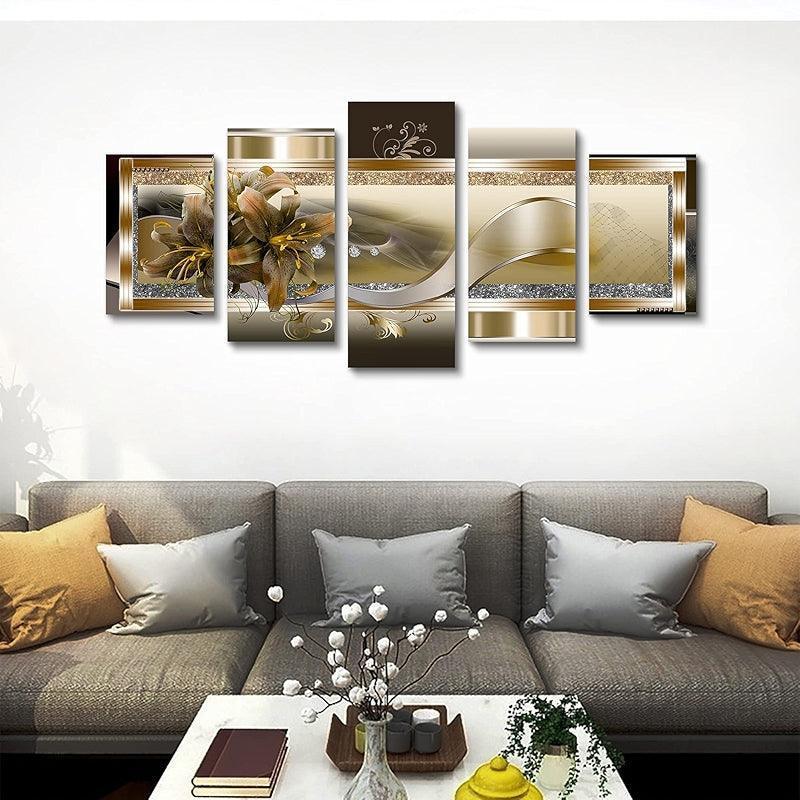 Orchid Flowers Canvas Print Abstract Floral Artwork-Original Frame