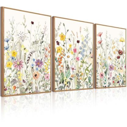 Neutral Botanical Plant Canvas Art Set Of Six-Original Frame