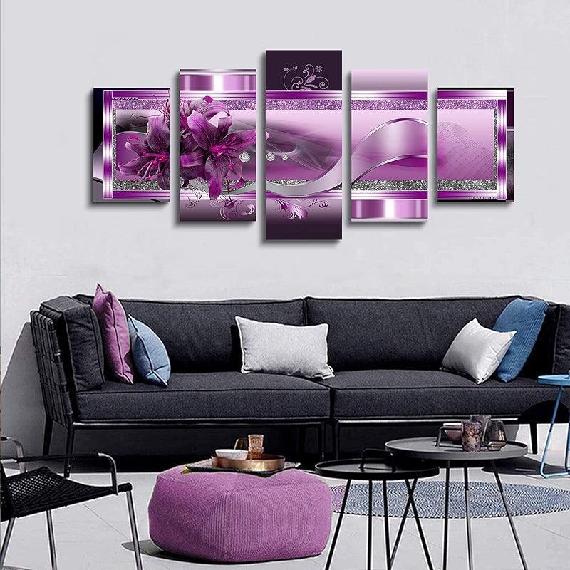 Orchid Flowers Canvas Print Abstract Floral Artwork-Original Frame