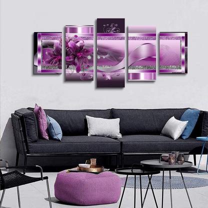 Orchid Flowers Canvas Print Abstract Floral Artwork-Original Frame