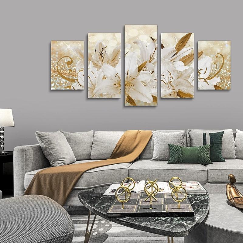 Orchid Flowers Canvas Print Abstract Floral Artwork-Original Frame