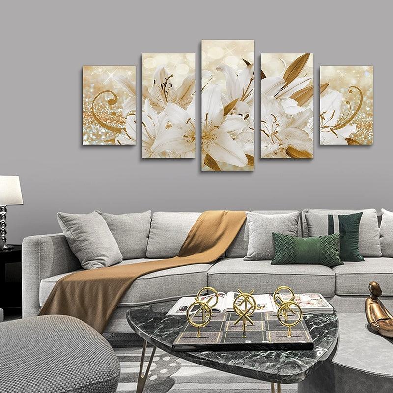 Orchid Flowers Canvas Print Abstract Floral Artwork-Original Frame