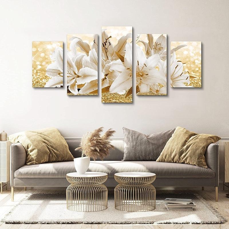 Orchid Flowers Canvas Print Abstract Floral Artwork-Original Frame
