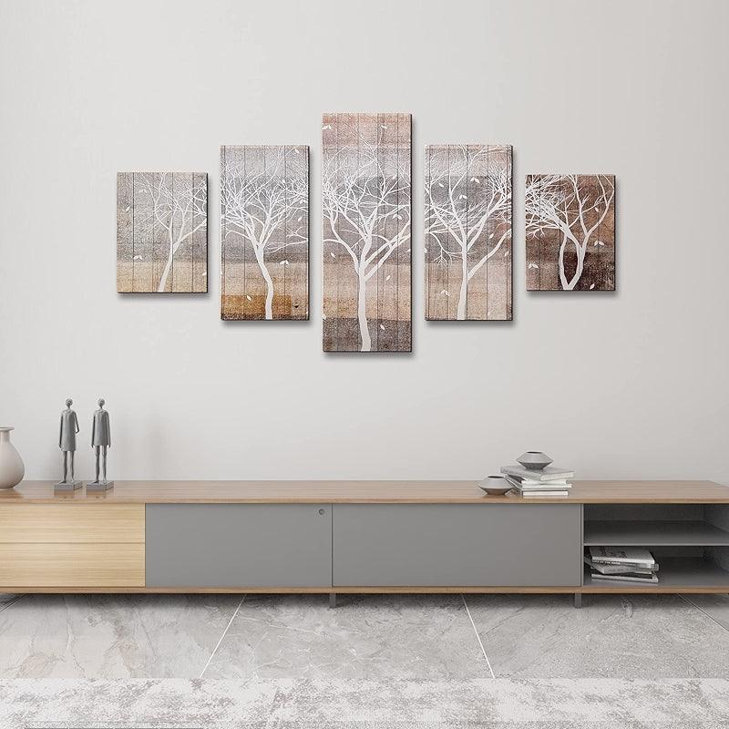 Minimalist Tree Silhouette Canvas Wall Art Set-Original Frame