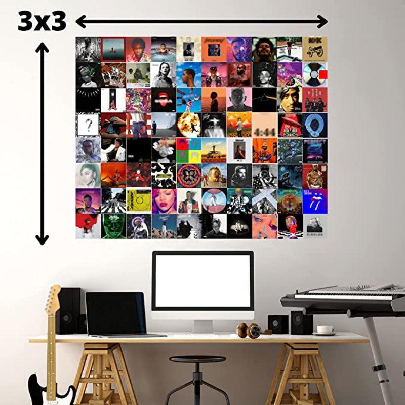 Square Printed Music Album Cover Posters Collage Kit-Original Frame