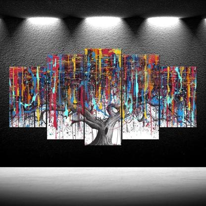 Abstract Large Tree Painting Canvas Art Set-Original Frame