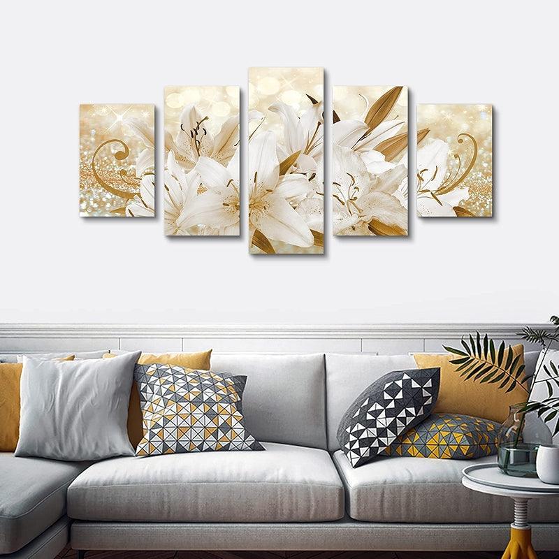 Orchid Flowers Canvas Print Abstract Floral Artwork-Original Frame