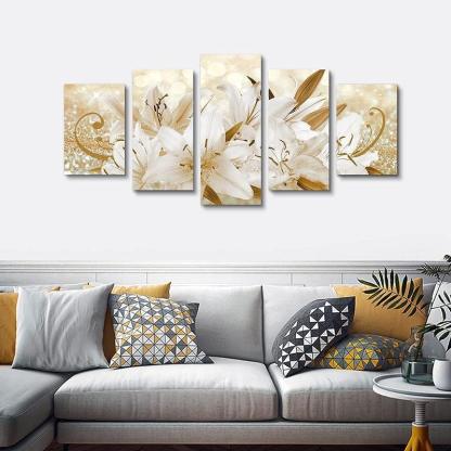 Orchid Flowers Canvas Print Abstract Floral Artwork-Original Frame