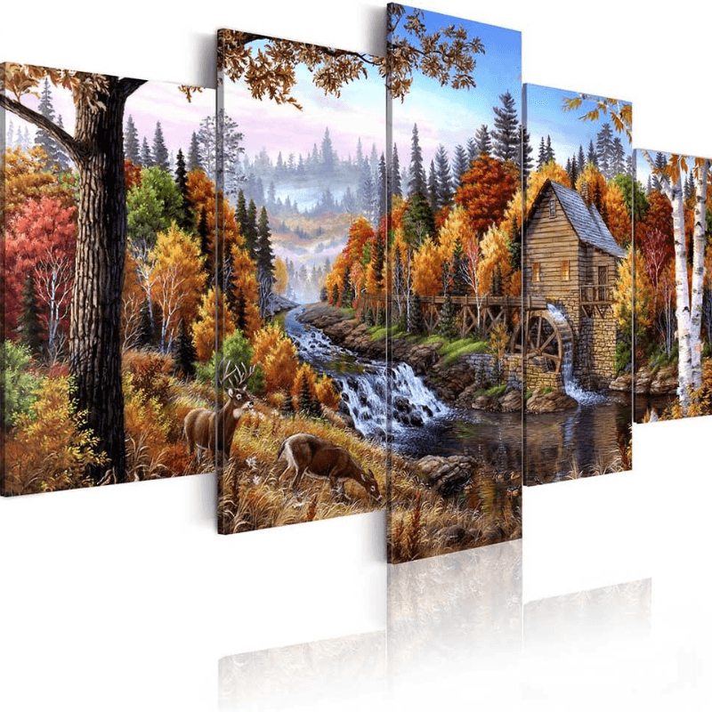 Animal Deer Pictures Vintage Wall Art Canvas Print-Original Frame